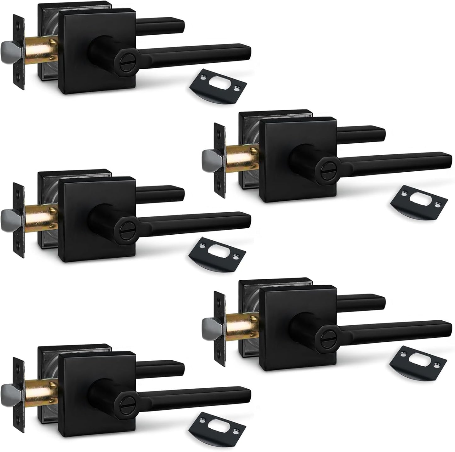 Privacy Door Lever for Bathroom and Interior Doors in Black