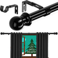 DonSail 1 Inch Black Curtain Rod - Sturdy & Stylish 26-40 Windows - Hardware Set