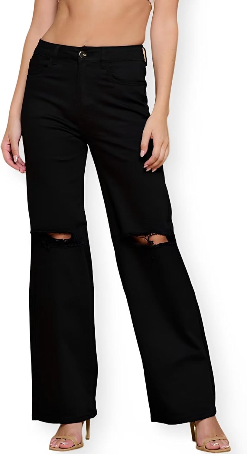 High Waisted Stretch Skinny Ripped Distressed Jeans for Women