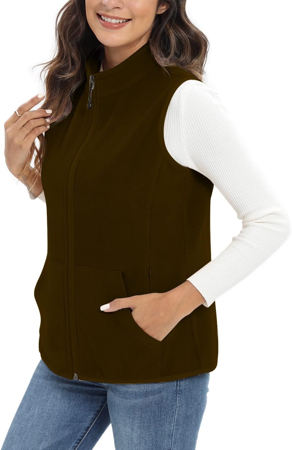Xeoxarel Women's Fleece Vest with 6 Pockets for Comfort