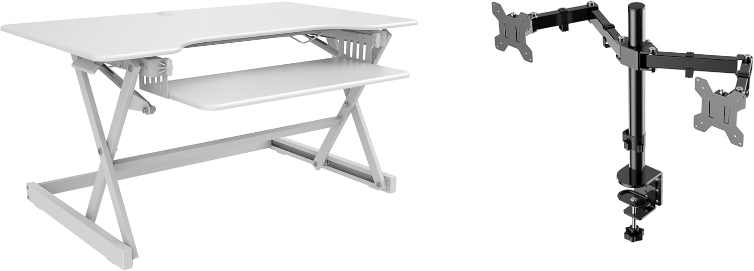 Rocelco 40in Large Height Adjustable Standing Desk Converter