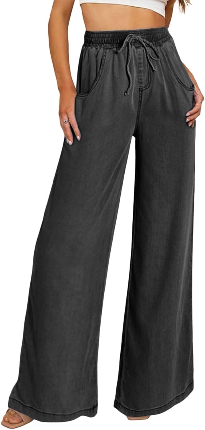 Sidefeel Women's Drawstring Wide Leg Jeans for Ultimate Comfort