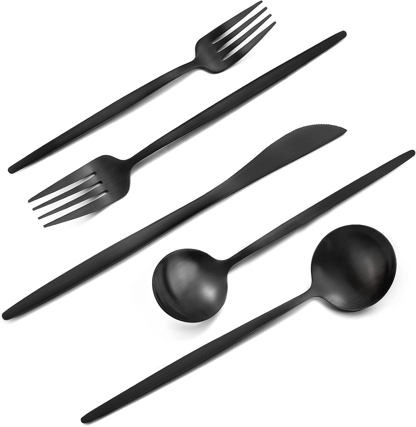 Matte Black Silverware Set - 60-Piece Stainless Steel Flatware