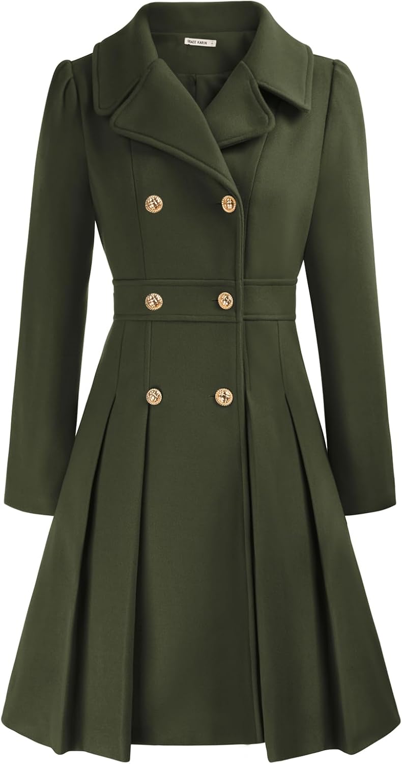 2024 Women's Fashion Trench Coat with Notch Lapel and Pockets