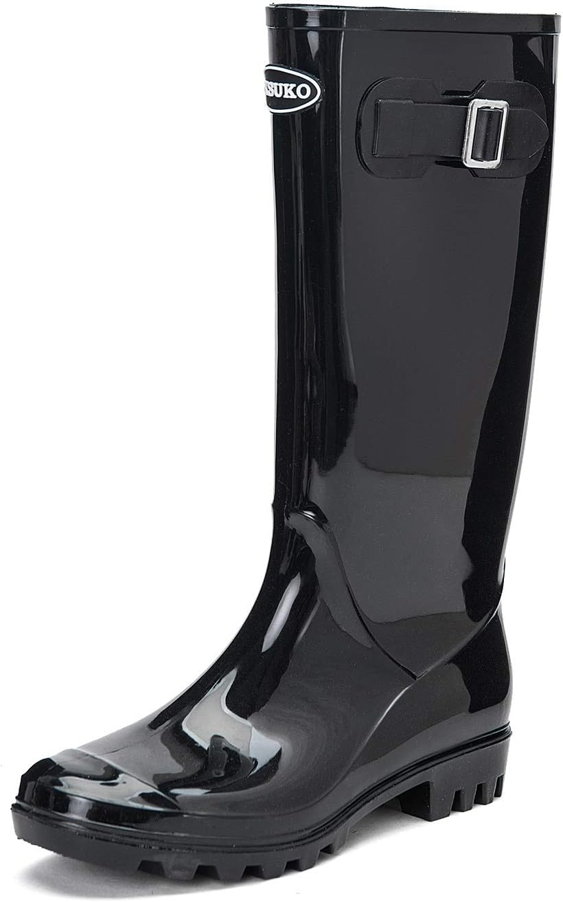 DKSUKO Women's Tall Rain Boots - Waterproof Garden Boots