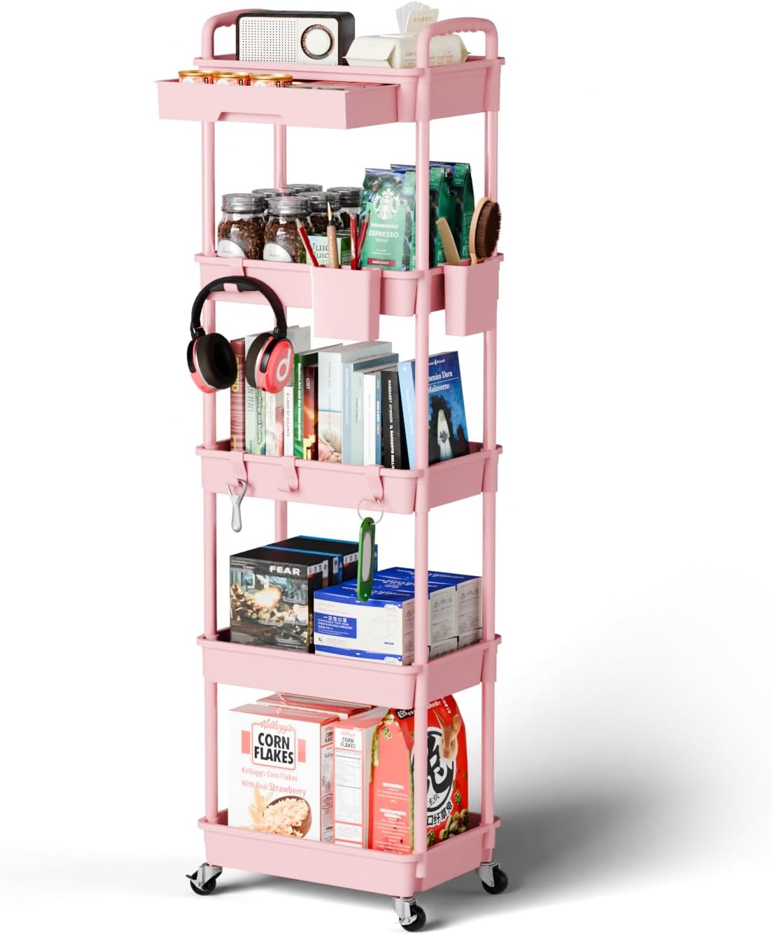 5 Tier Rolling Cart Organizer for Bathroom and Laundry Room