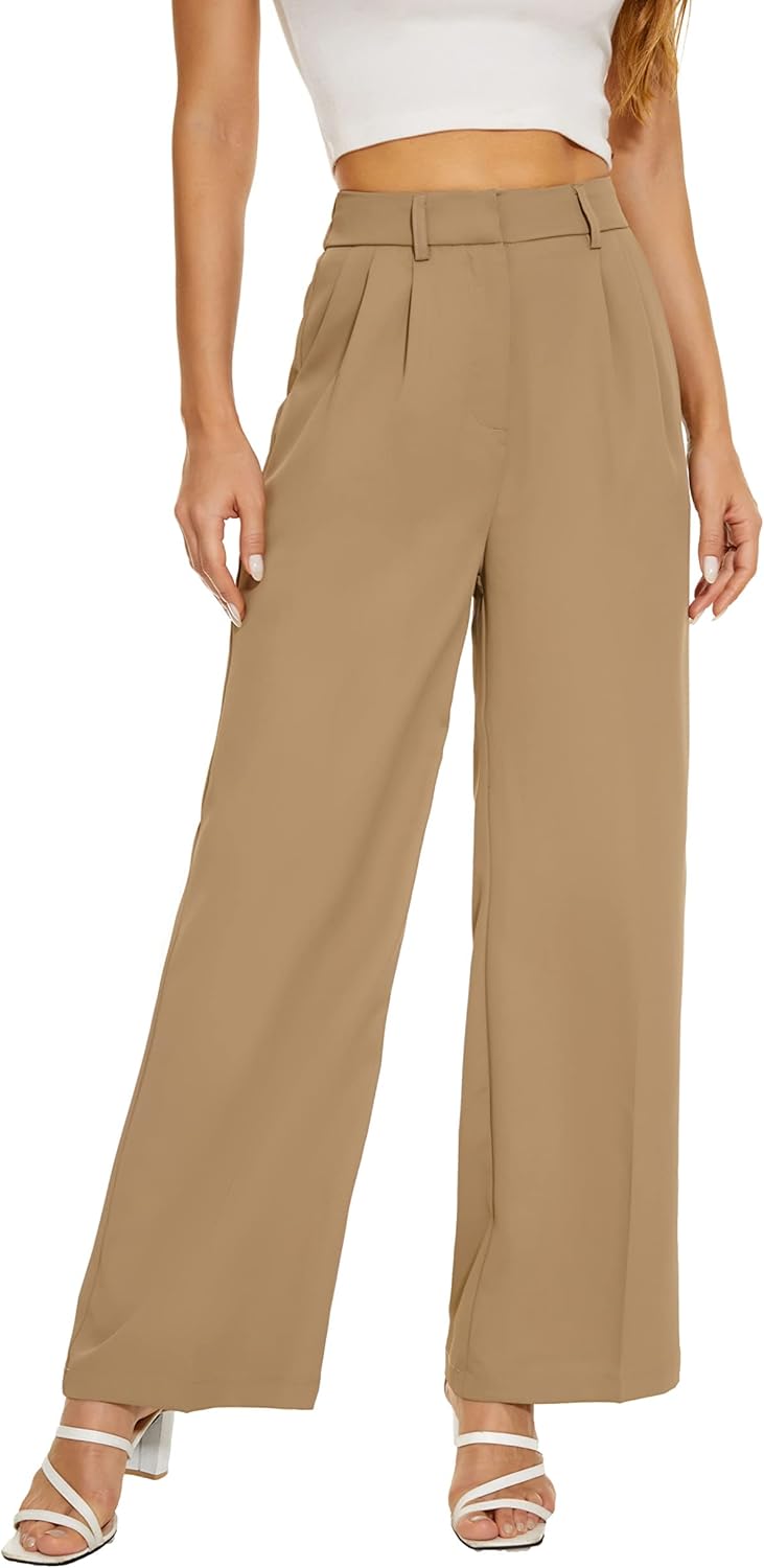 Women Office Wide High Waist Pants for Work and Casual Wear