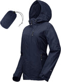 Packable Rain Jacket for Women - Lightweight Waterproof Cycling Hooded