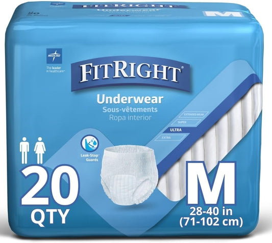 Medline FitRight Adult Underwear 80 Count - Dependable Heavy Absorbency
