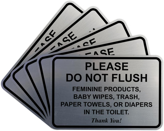Classic Framed Please Do Not Flush Sign - 5 Pack for Restrooms