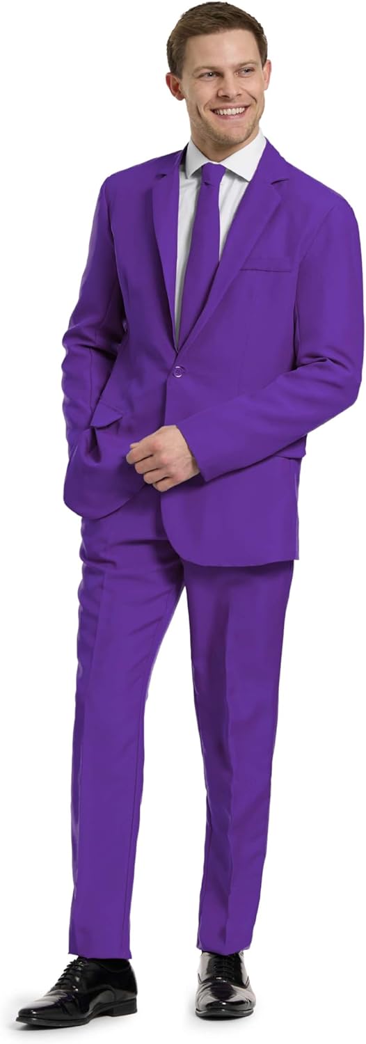 Solid Purple Men's Party Costume - Stylish 2 Piece Outfit