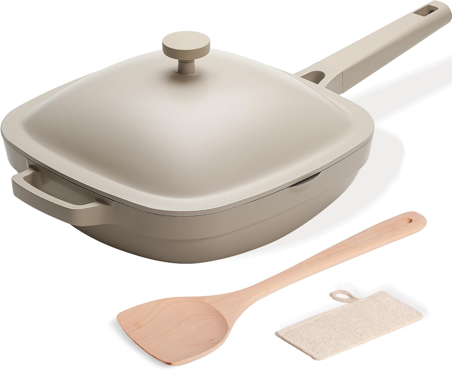 10.5 Inch Ceramic Pan with Lid - Non Stick Frying Pan