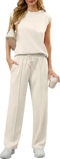 GRECERELLE 2 Piece Summer Lounge Set - Lightweight Wide Leg Tracksuit