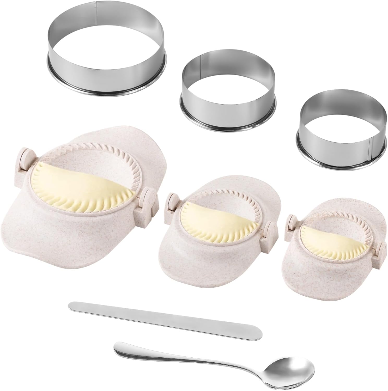 8 PCS Wheat Straw Dumpling Press Set - Easy Empanadas & Chinese Dumplings! 