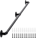 Handrail for Indoor Stairs 6.6 ft Wall Mount Iron Pipe - Matte Black