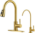 Kitchen Faucet and Water Filter Faucet Combo - Brushed Gold Value Set