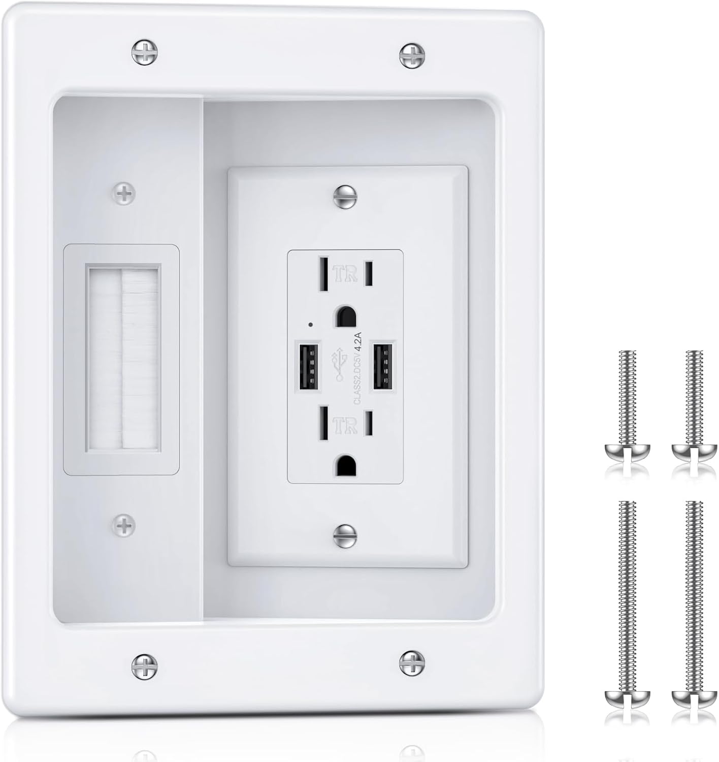 ELECPOW Cord Hider Wall with Dual AC Outlets & USB Ports