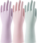 Colorful Household Rubber Gloves 3 Pairs - Comfortable Cotton Lined