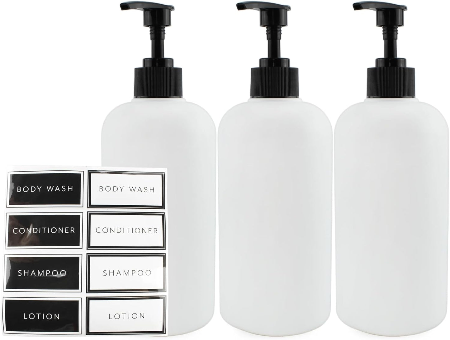 Set of 3 16oz Pump Dispensers for Shower Essentials