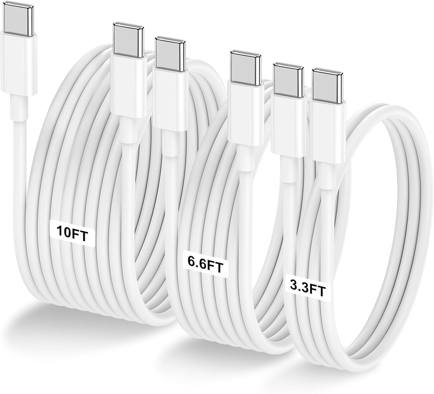 Fast Charging USB C Cable Trio Set | 60W | iPhone, Galaxy, iPad, MacBook