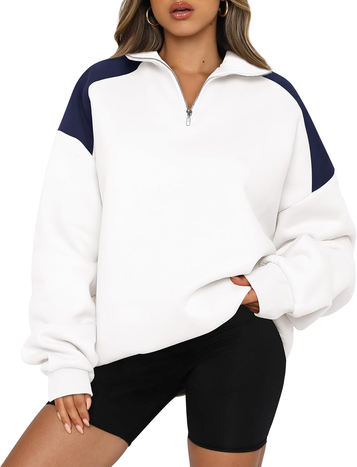 Y2K Color Block Quarter Zip Sweatshirt