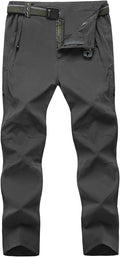 Men's Lightweight Hiking Pants with Belt - Quick Dry, 5 Zip Pockets