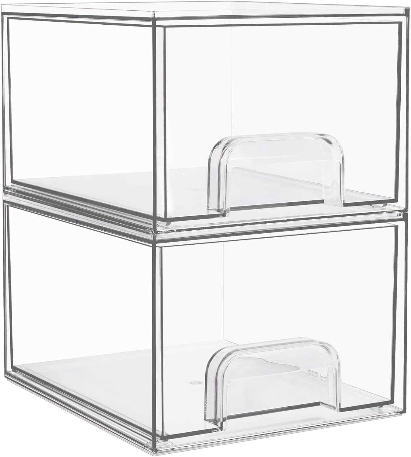 Clear Stackable Makeup Organizer x2 - Space-Saving Solution