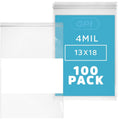 13 in x 18 in Heavy Duty Reclosable Freezer Zip Bags - Bulk Pack 100