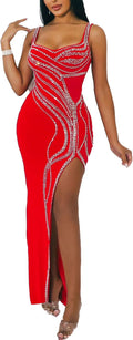 Stunning Rhinestone Sleeveless Dress for Elegant Night Events