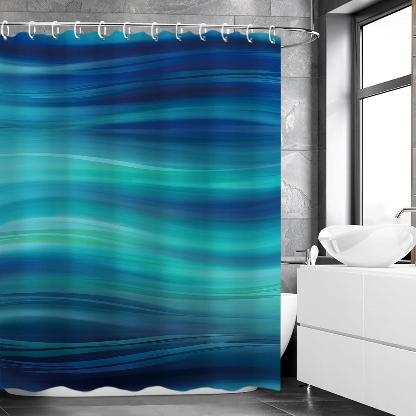 Navy Blue Ombre Shower Curtain Set - Elegance Redefined