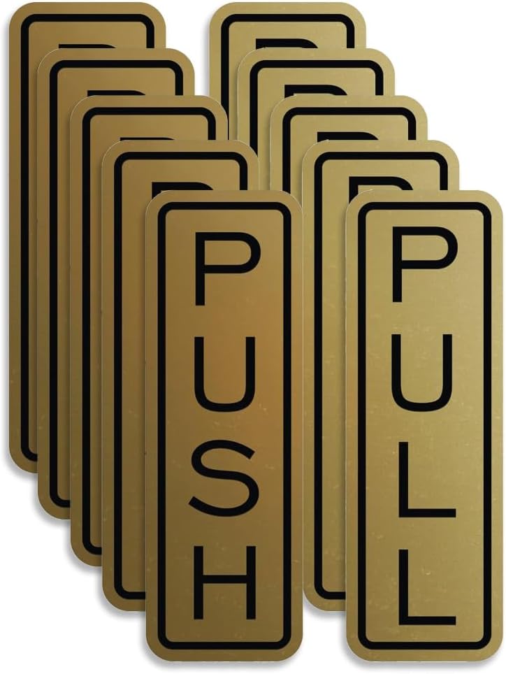 Classic Vertical Push Pull Door Signs for Glass Doors - 5 Pack