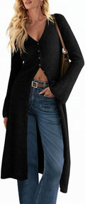 Saodimallsu Womens Long Cardigan Sweaters Oversized Bell Sleeve - Cozy