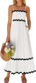 ZESICA Women's Summer Spaghetti Straps Backless Sundress Dress