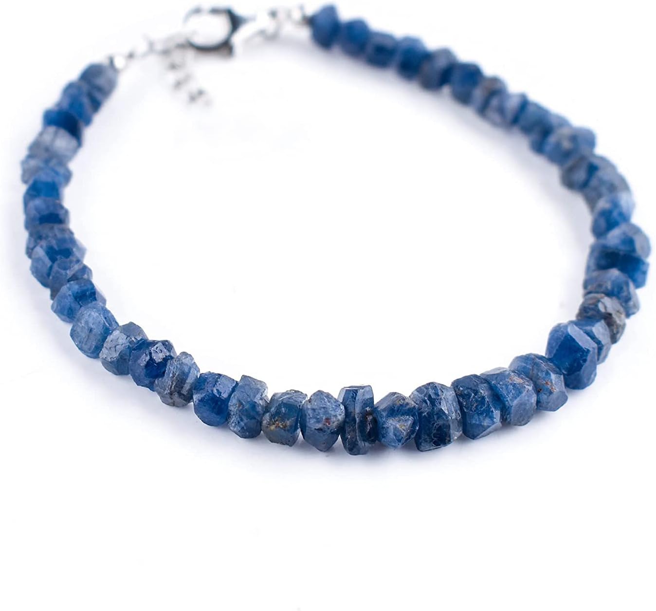 Natural Raw Gemstone Dainty Bracelet for Women in Blue Sapphire
