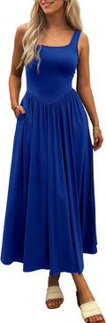 Women's Summer Maxi Dress 2025 Sleeveless Square Neck - Flowy