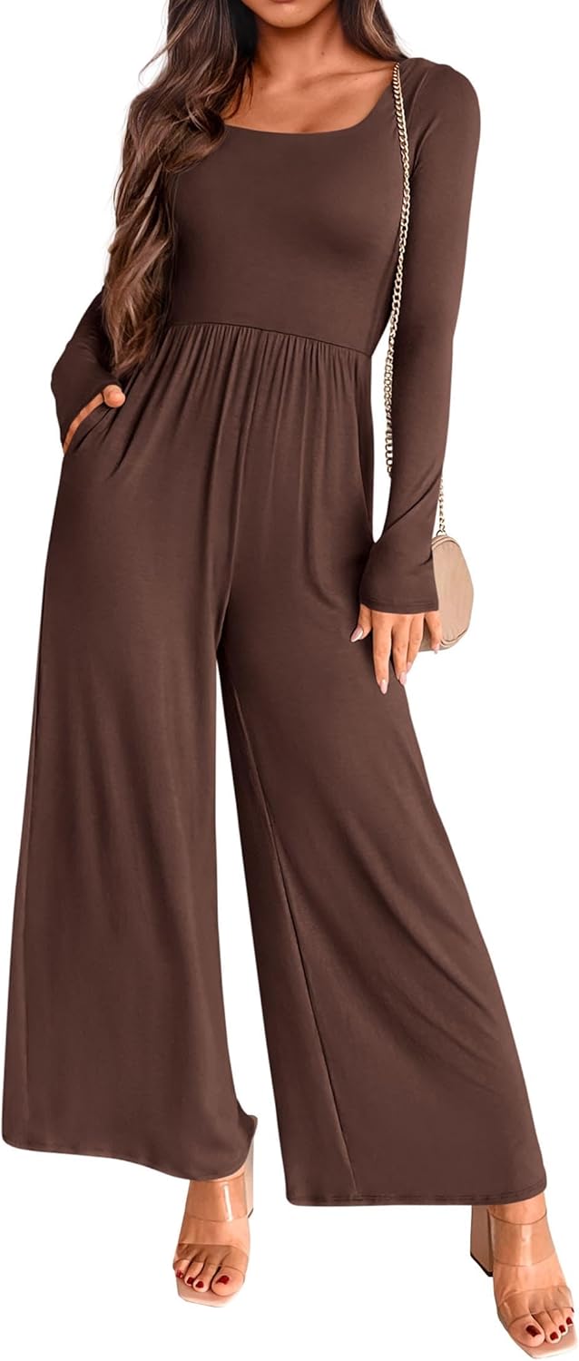 KIRUNDO Long Sleeve Jumpsuit for Women with Pockets 2025