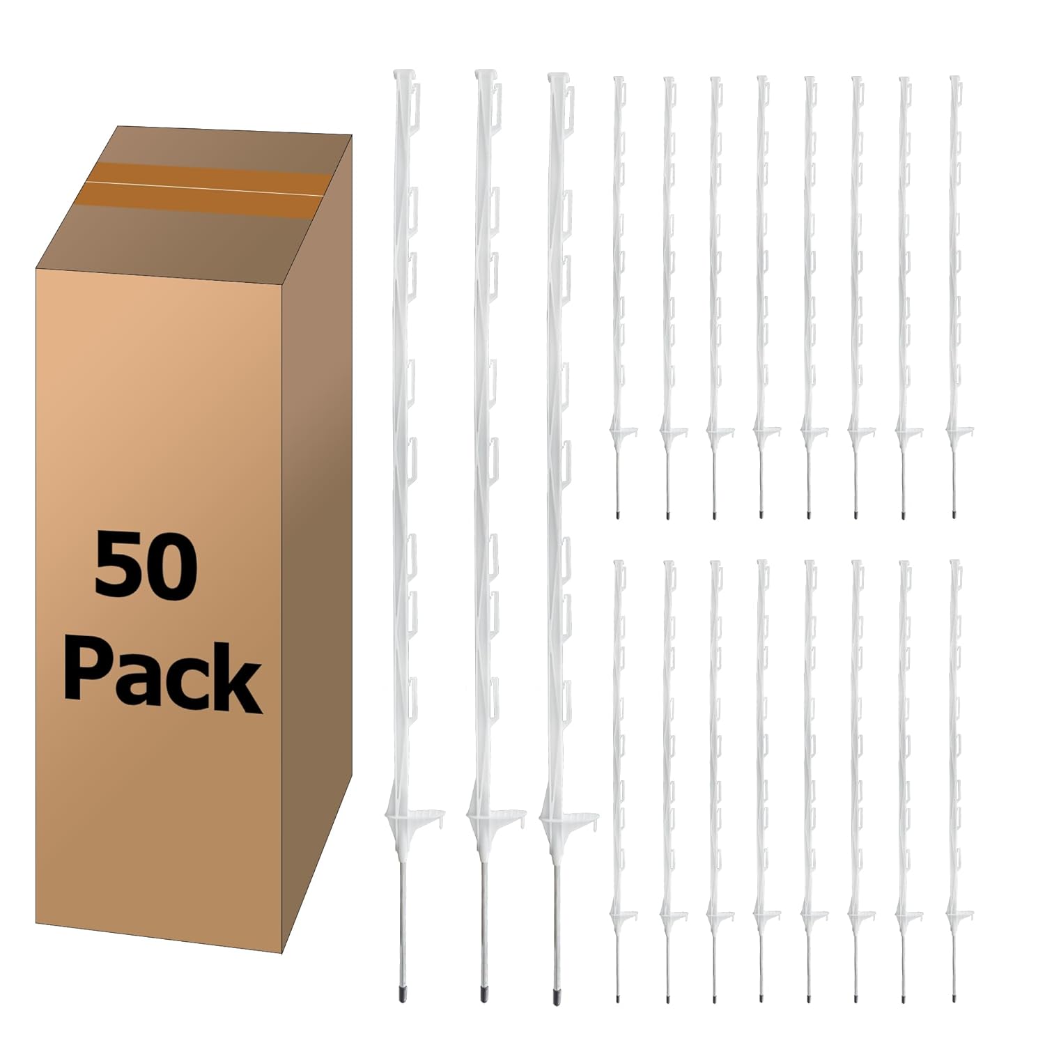 50 Pack Electric Fence Posts for Livestock and Farm Protection