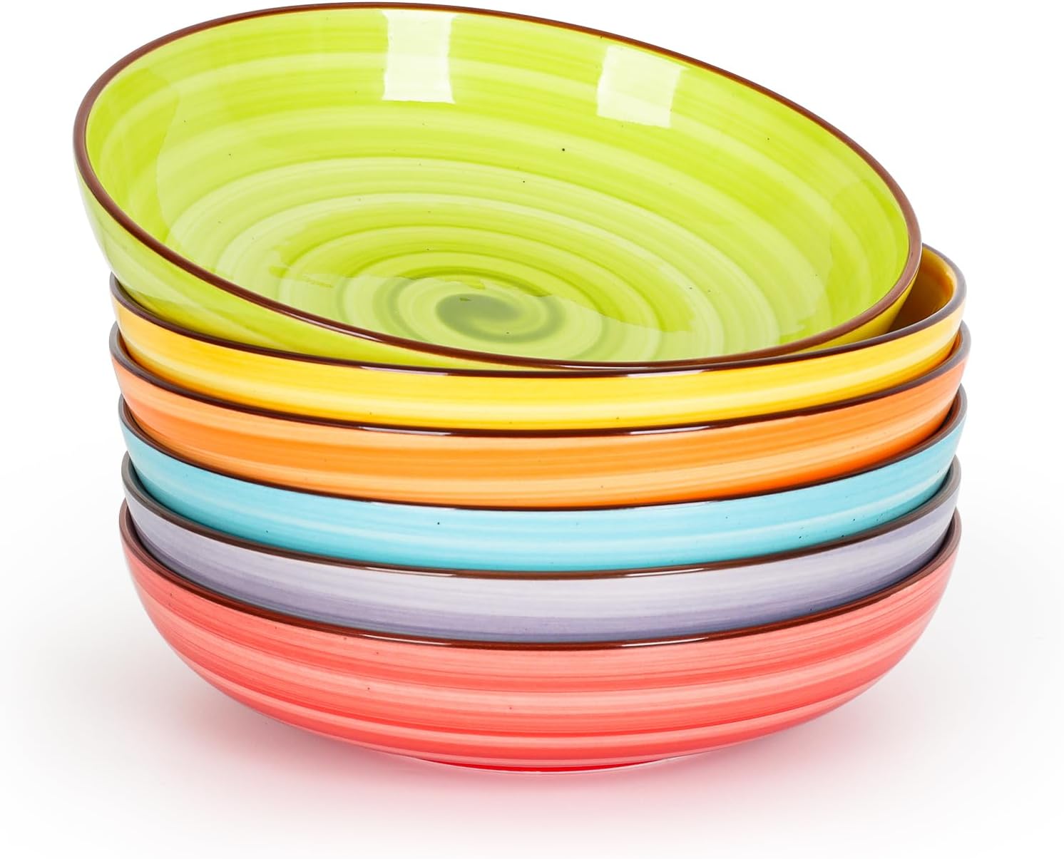 Colorful Ceramic Pasta Bowls Set - 8 Inch Serving Bowls