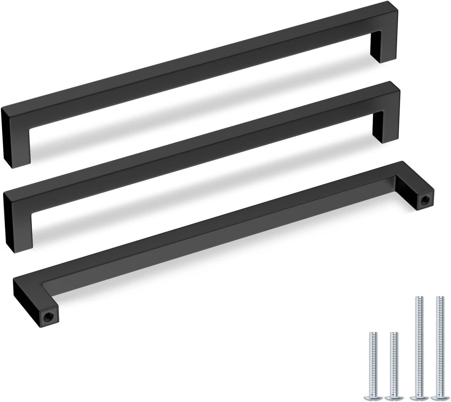 Modern Black Square Bar Cabinet Pulls for Kitchen & Bathroom