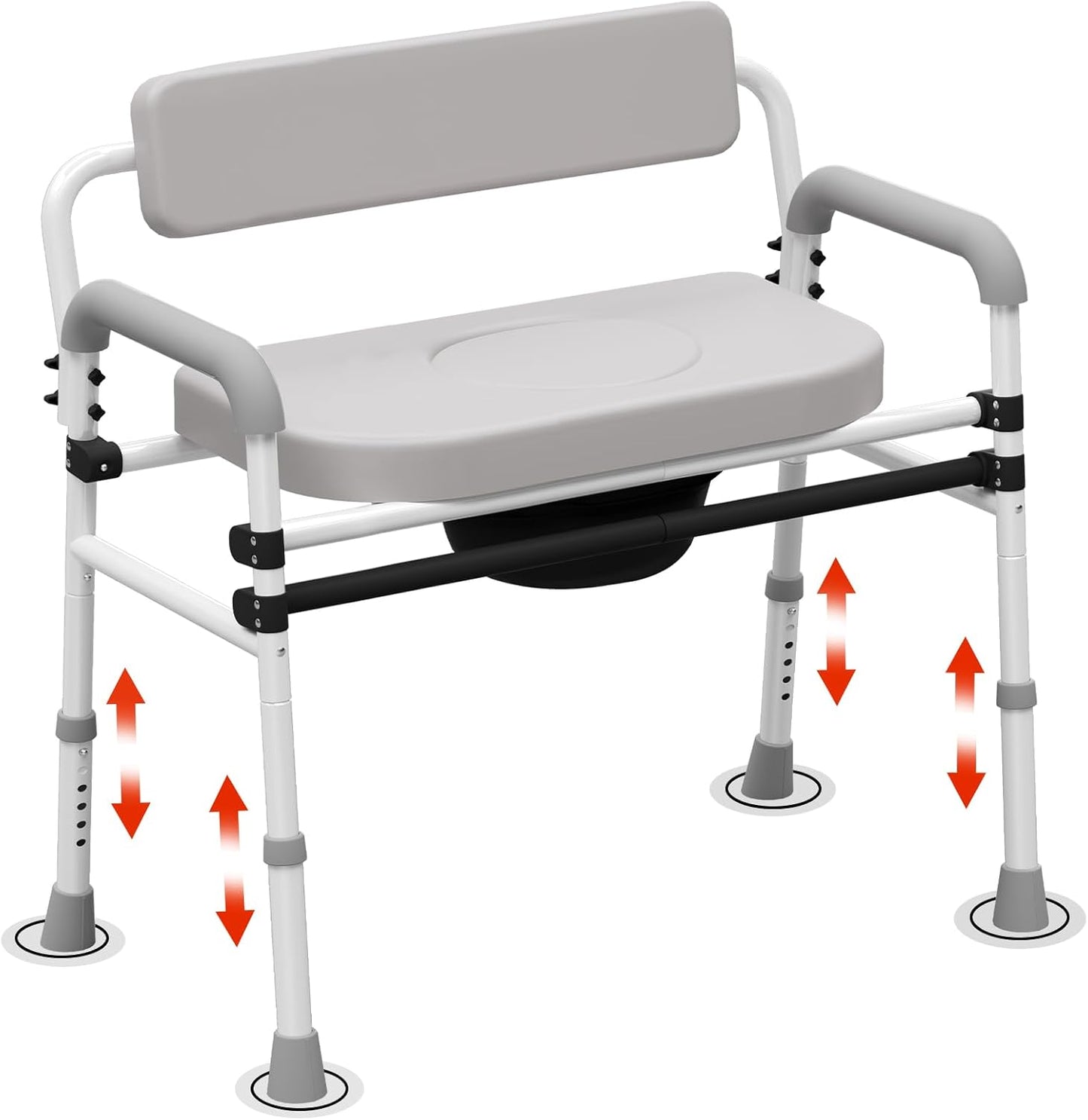 Super Wide Commode Toilet Chair for Seniors - 4-in-1 Design