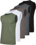 Men's Cotton Sleeveless Crewneck Tank Top 5 Pack - Everyday Basics