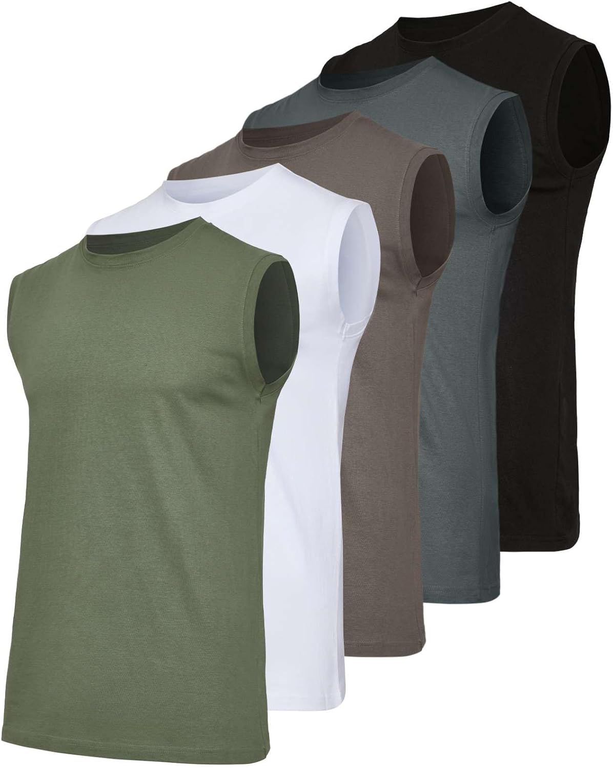 Real Essentials 5 Pack Men's Cotton Sleeveless Tank Tops