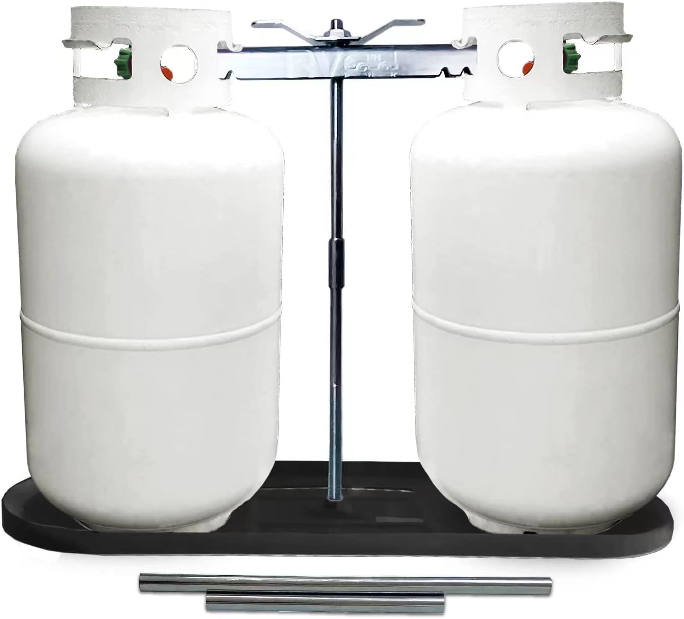 RV Dual Propane Tank Mounting Rack for 20lb, 30lb, 40lb Tanks