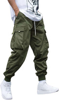 Men's Streetwear Cargo Pants with Flap Pockets & Drawstring Waist our