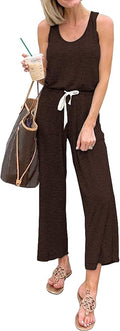 PRETTYGARDEN Women's Casual Sleeveless Solid Jumpsuit - Comfortable