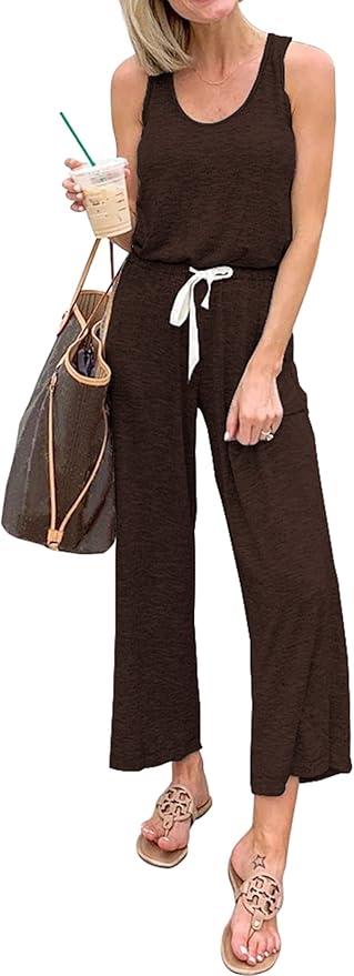 PRETTYGARDEN Women's Casual Sleeveless Jumpsuit for Summer Fun