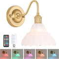 Battery Operated Wall Sconce with White Lily Glass Shade