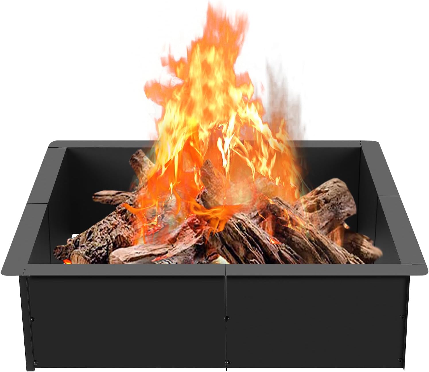 OUSHENG 32 Inch Square Fire Pit Ring Insert for Outdoor Use