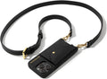 Hailey Leather Crossbody iPhone 16 Case - Black with Gold
