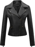 Tanming Womens Faux Leather Moto Biker Short Coat Jacket - Stylish be